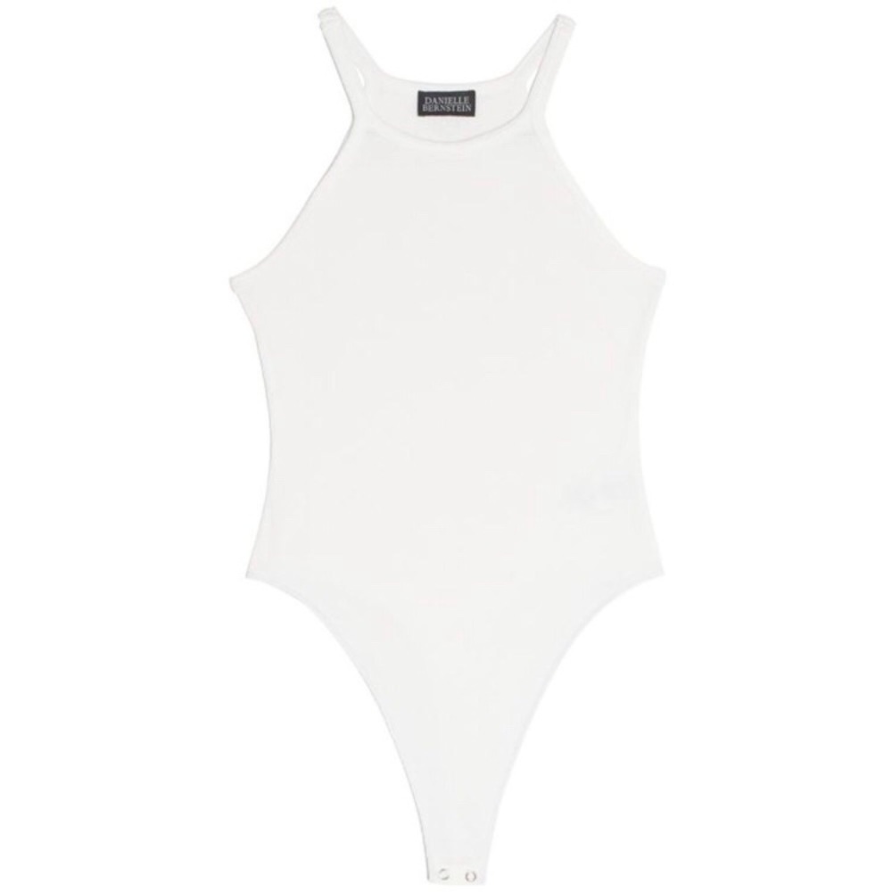 Danielle Bernstein Women's Rib-Knit Bodysuit White Size XL NWT